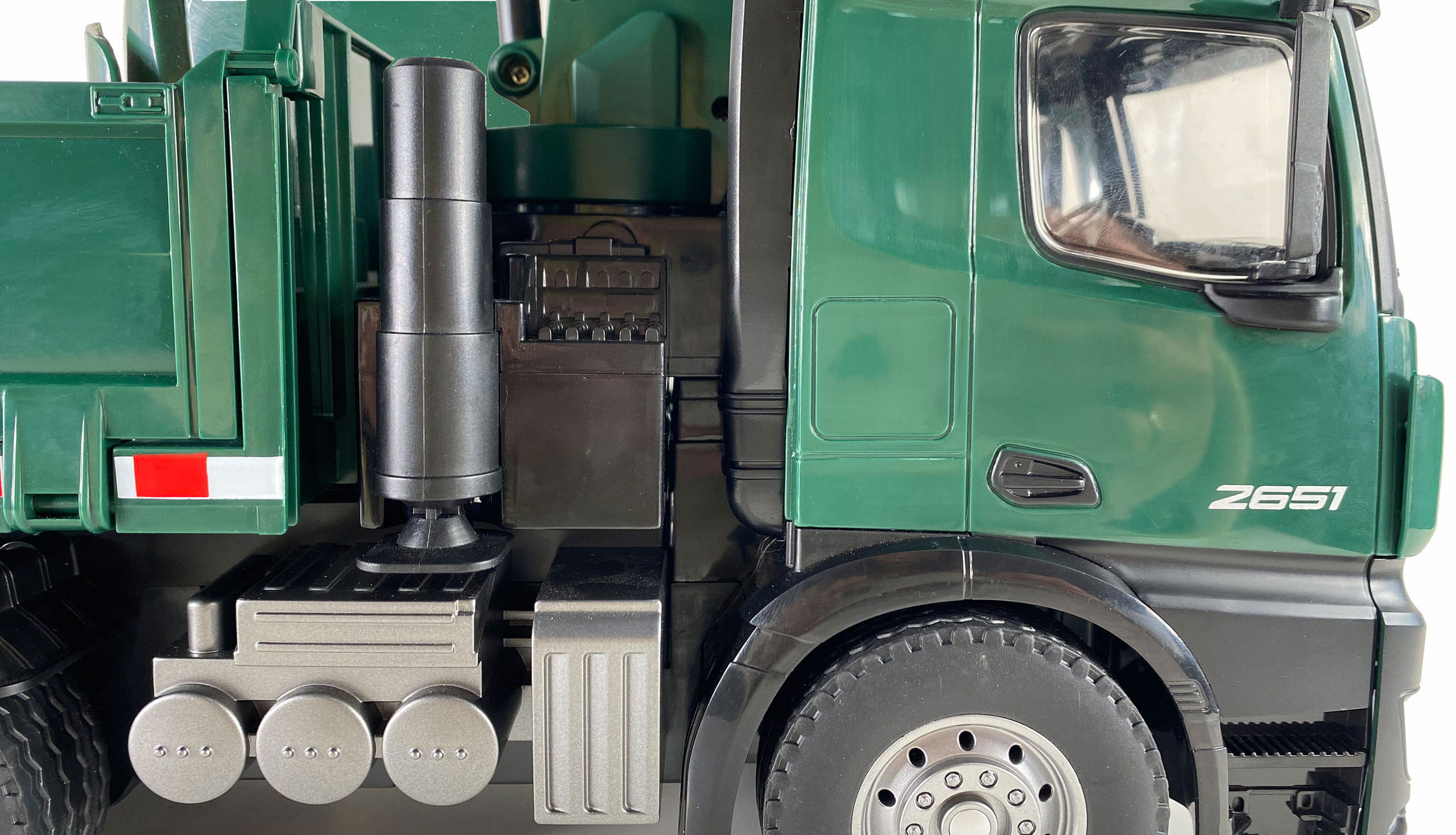 Amewi RC Arocs Kranwagen mit Kipper 1_14 - Lizenzmodell Gruen Amewi RC Mercedes-Benz Arocs Kranwagen mit Kipper 1_14 RTR Gruen