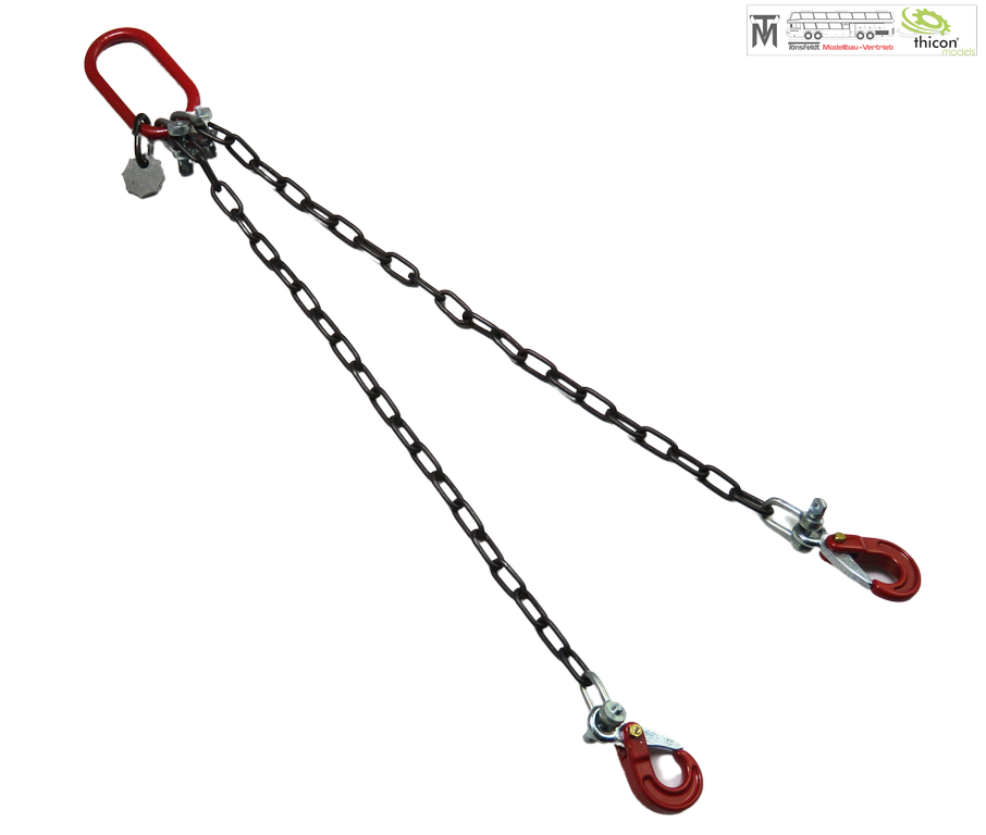 Thicon 1_14 Anschlagkette 10cm mit 2x Haken rot und Plakette - RC-Zubehoer
