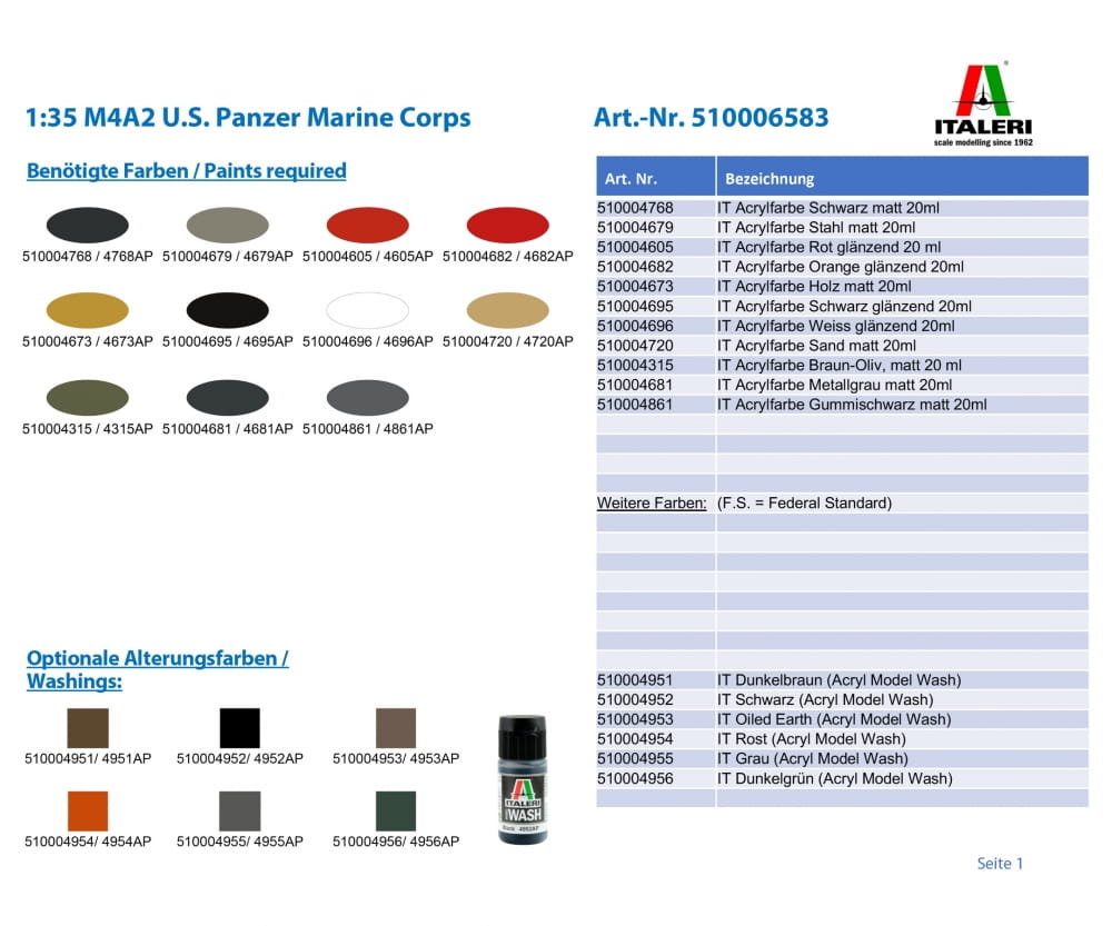 Italeri 1:35 M4A2 U.S. Panzer Marine Corps