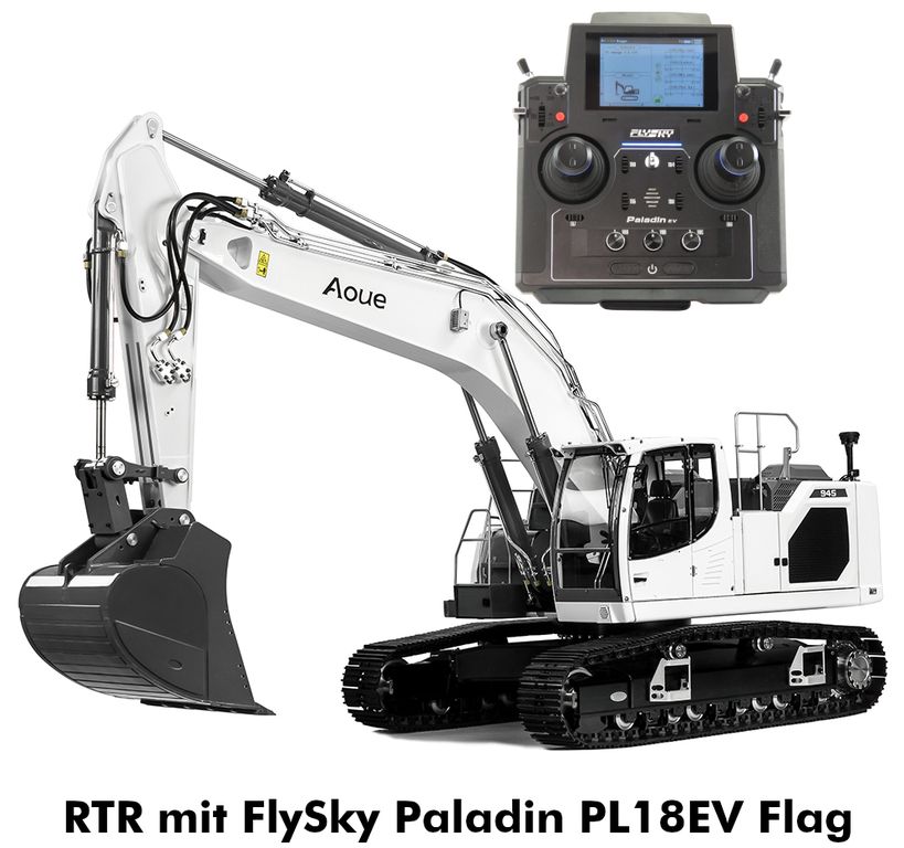Lesu 1_14 Kettenbagger L945R RTR weiss fahrfertig mit Paladin PL18 - RC-Zubehoer