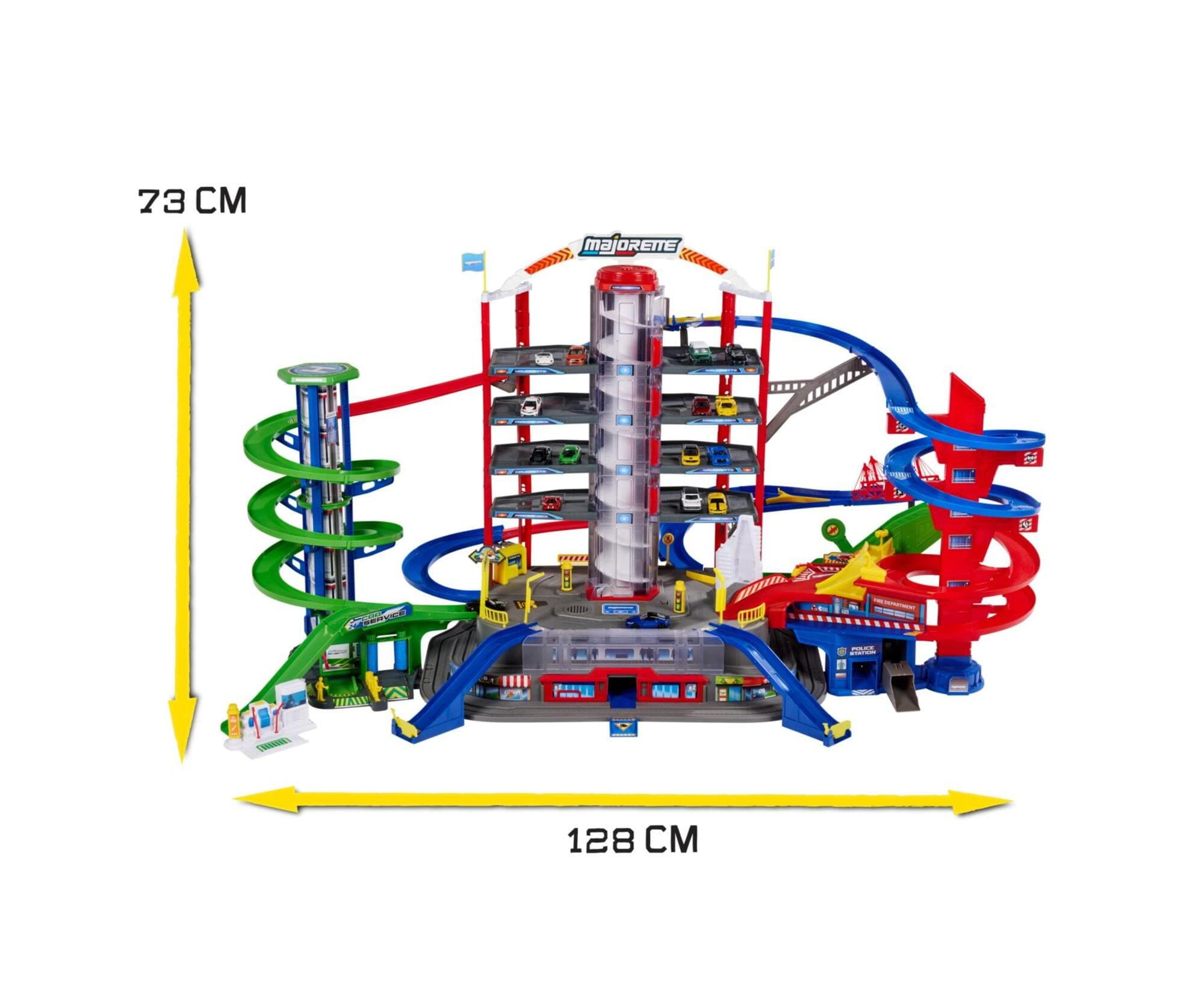 Majorette Super City Parkhaus mit 7 Etagen_ Zug und 6 Autos_