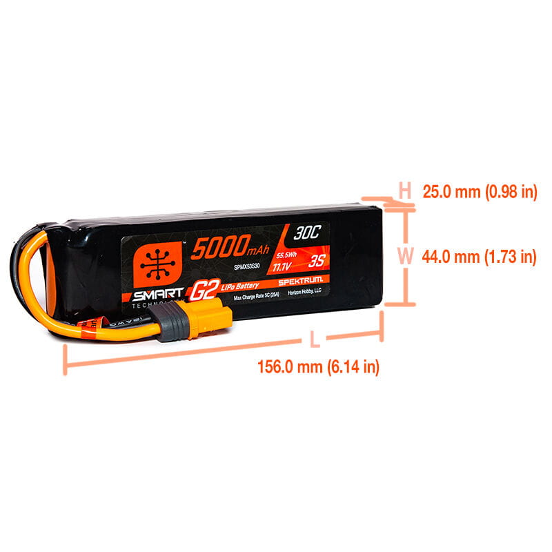 Spektrum Lipo Akku 5000mAh 3S 11,1V Smart G2 30C IC5