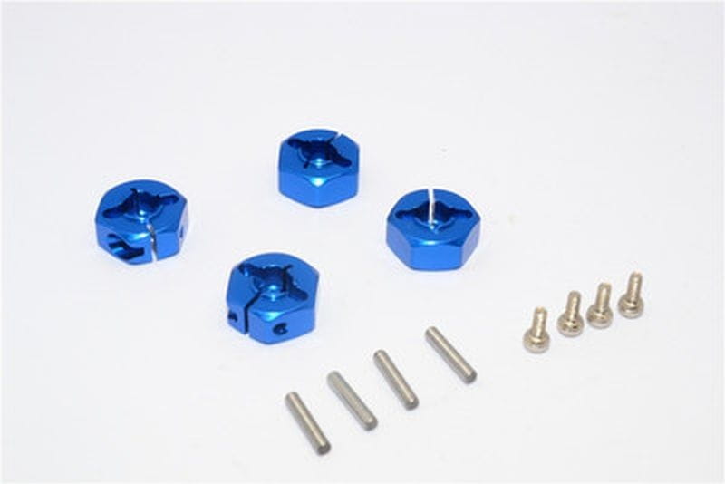 GPM Alu Hex Adapter blau (4 Stk.) für Tamiya TT01 GPM Alu Hex Adapter blau _4 Stk._ fuer Tamiya TT01 - RC-Zubehoer