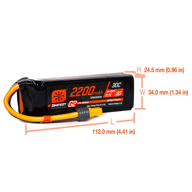 Spektrum Lipo Akku 2200mAh 3S 11,1V Smart G2 30C IC3 Spektrum Lipo Akku 2200mAh 3S 11,1V Smart G2 30C IC3