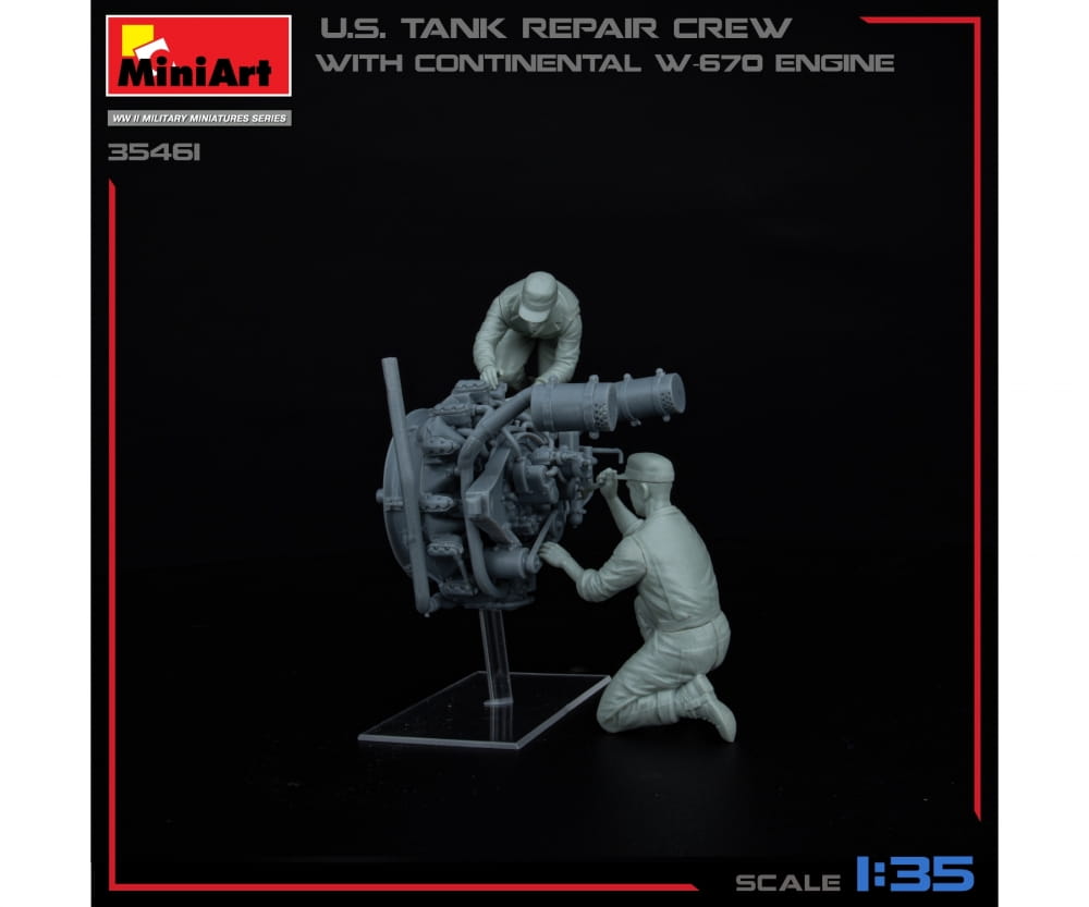 MiniArt 1_35 US Panzer Rep_ Crew m. W670 Motor Plastik Modellbausatz - RC-Zubehoer