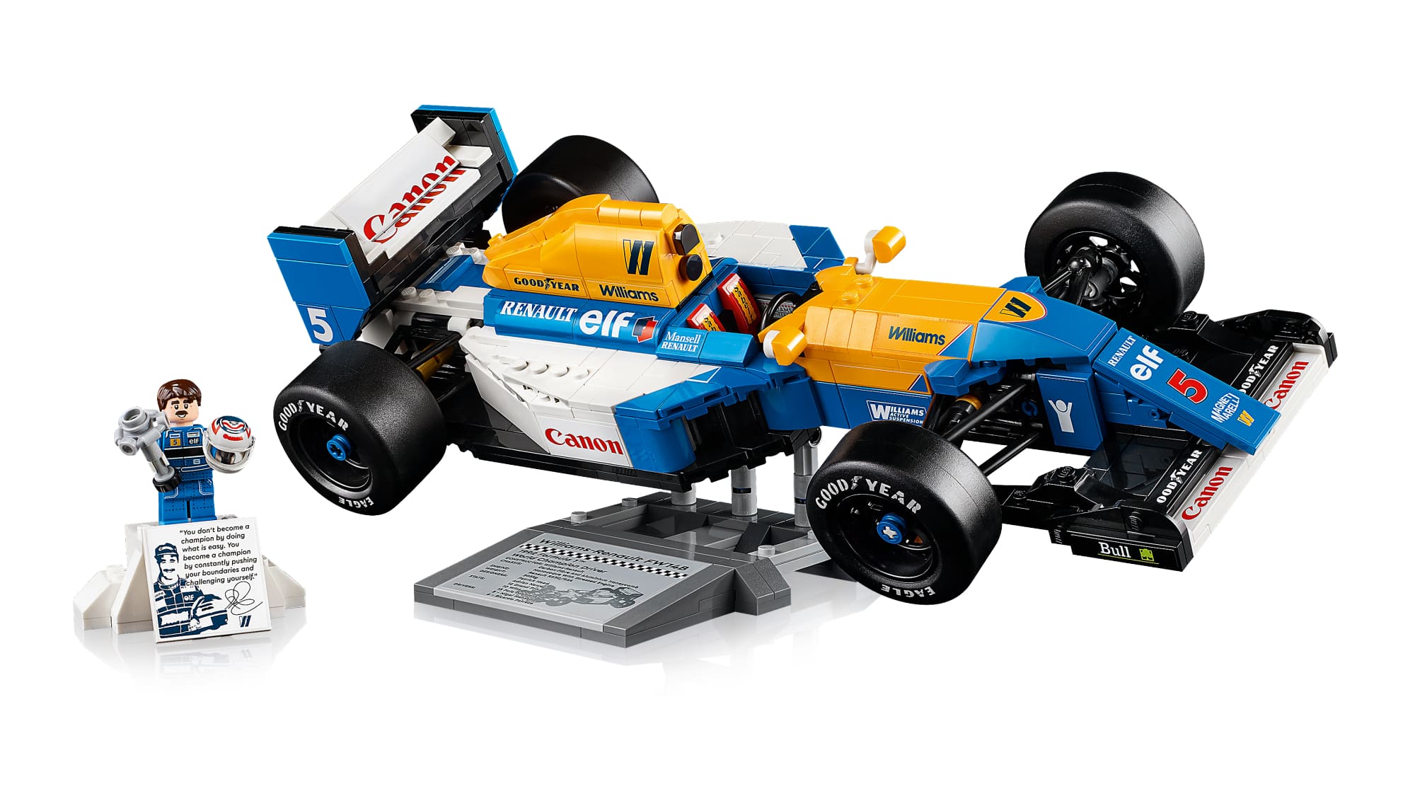 lego icons williams racing fw14b mit nigel mansell LEGO® Icons Williams Racing FW14B Modell mit Nigel Mansell - Detailansicht