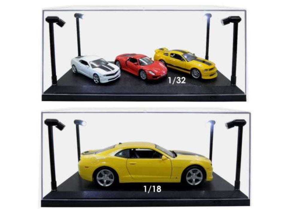 LED beleuchtete Vitrine fuer Modellautos 1_18 bis 1_32 in Schwarz