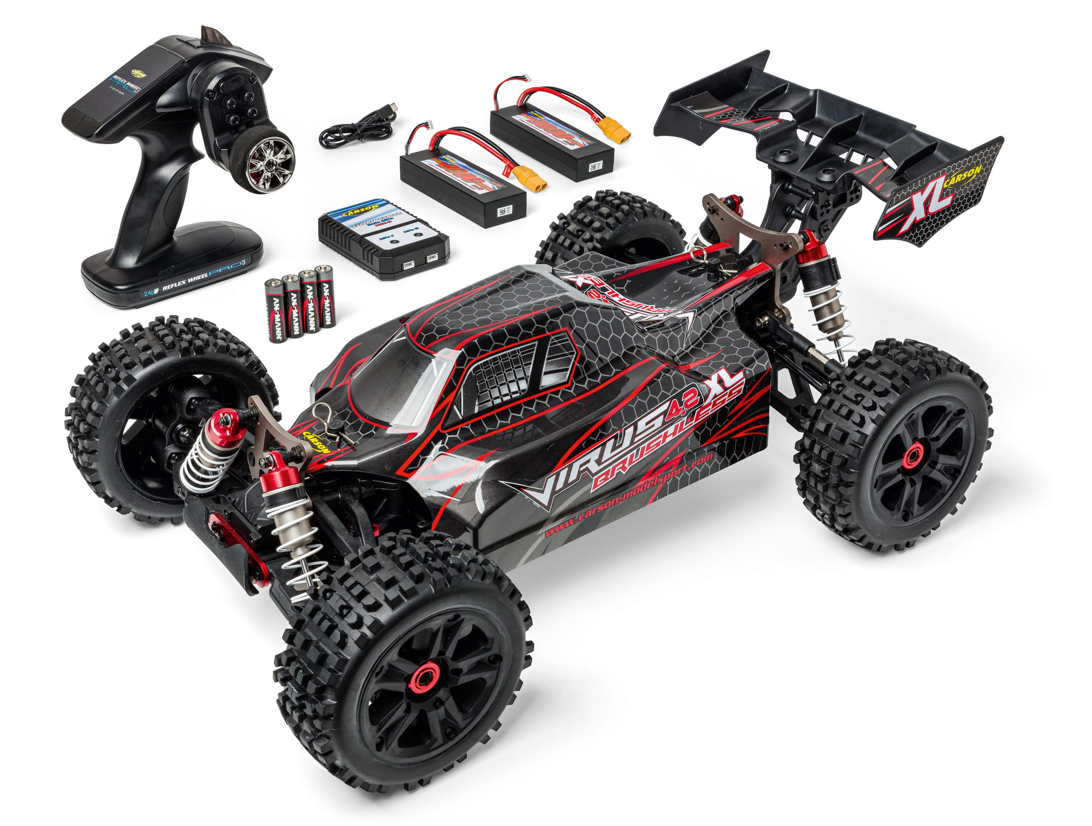 Carson 1 8 Virus 4 2 XL Brushless RTR Offroad Buggy 80 km h Carson 1_8 Virus 4_2 XL Brushless RTR Offroad Buggy 80 km_h - LiPo Akku und 2.4 GHz Steuerung