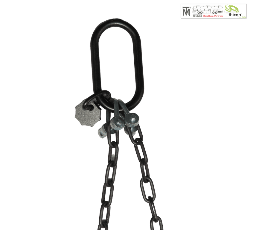 Thicon 1_14 Anschlagkette 10cm mit 2x Haken schwarz und Plakette - RC-Zubehoer
