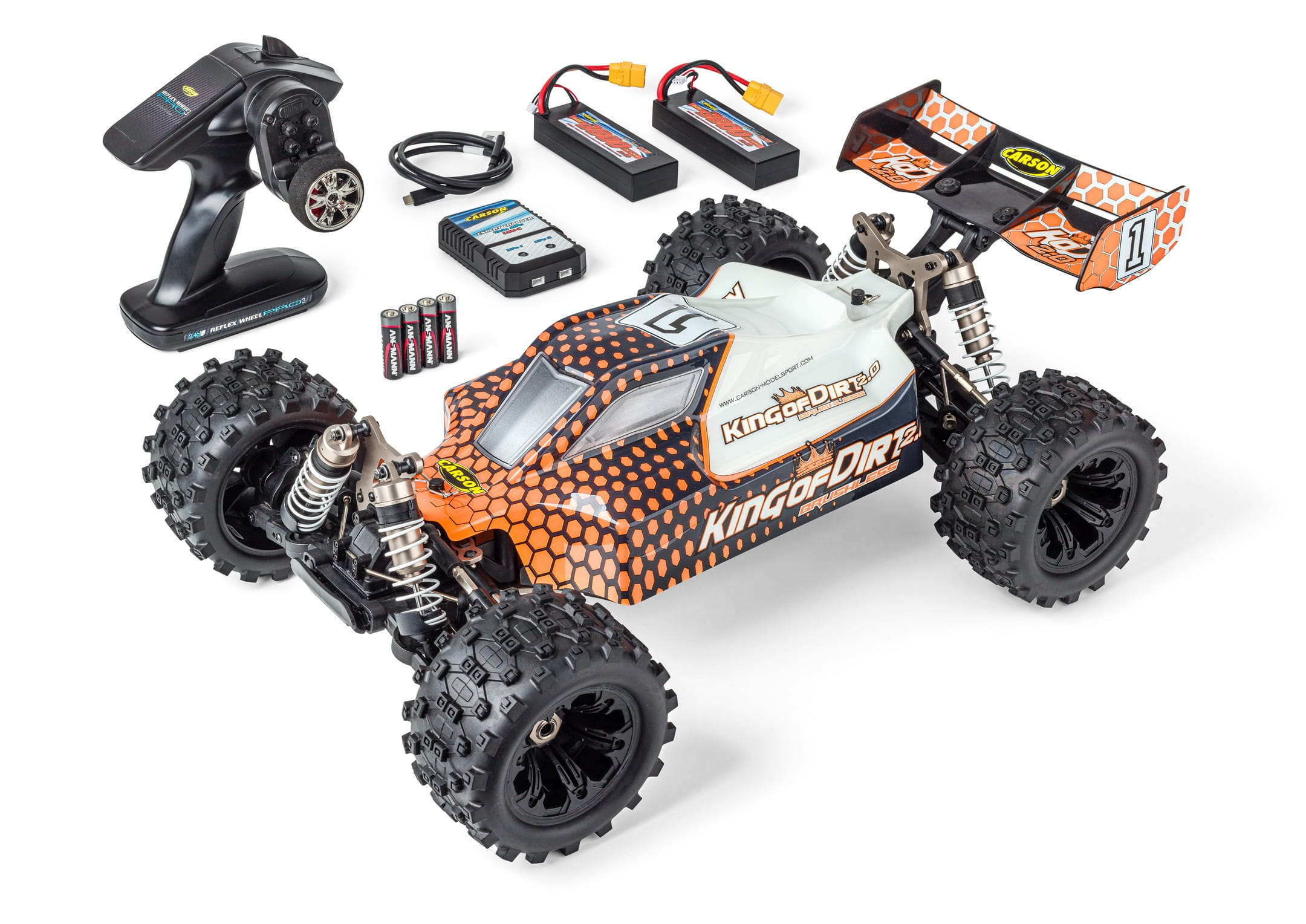 CARSON 1_8 King of Dirt Buggy 2.0 Orange Offroad RC Modell