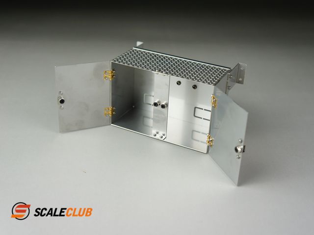 ScaleClub 1_14 Staubox 90mm mit Doppeltueren Riffelblech V2A - RC-Zubehoer