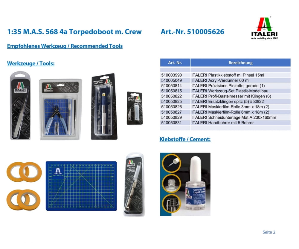Italeri 1:35 M.A.S. 568 4a Torpedoboot m. Crew