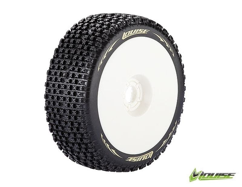 LOUISE Buggy Reifen B-Pirate soft auf Felge weiß fetig Verklebt LOUISE Buggy Reifen B-Pirate soft auf Felge weiß fetig Verklebt