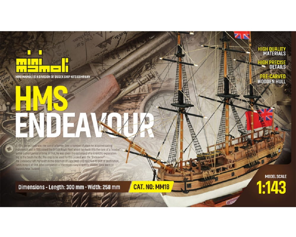 Mini Mamoli HMS Endeavour 1:143 Holz Bausatz Mini Mamoli HMS Endeavour 1:143 Holz Bausatz
