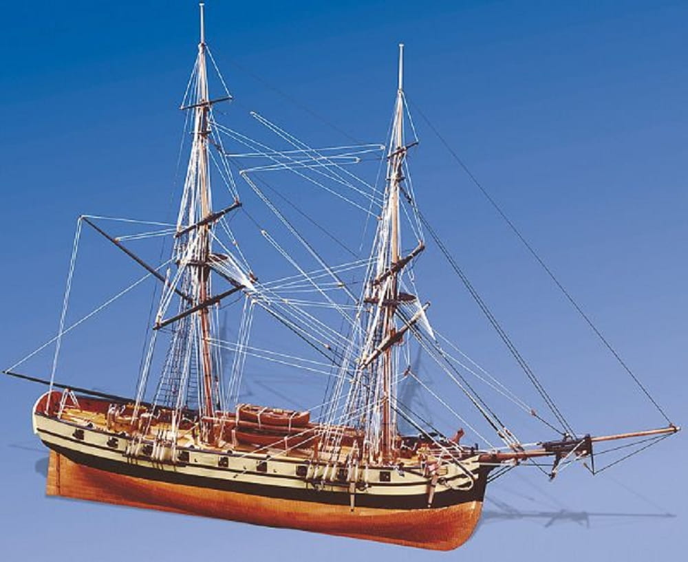 HMS Jalouse Bausatz 1_64 – Modell einer franzoesischen Brigg mit 18 Geschuetzen