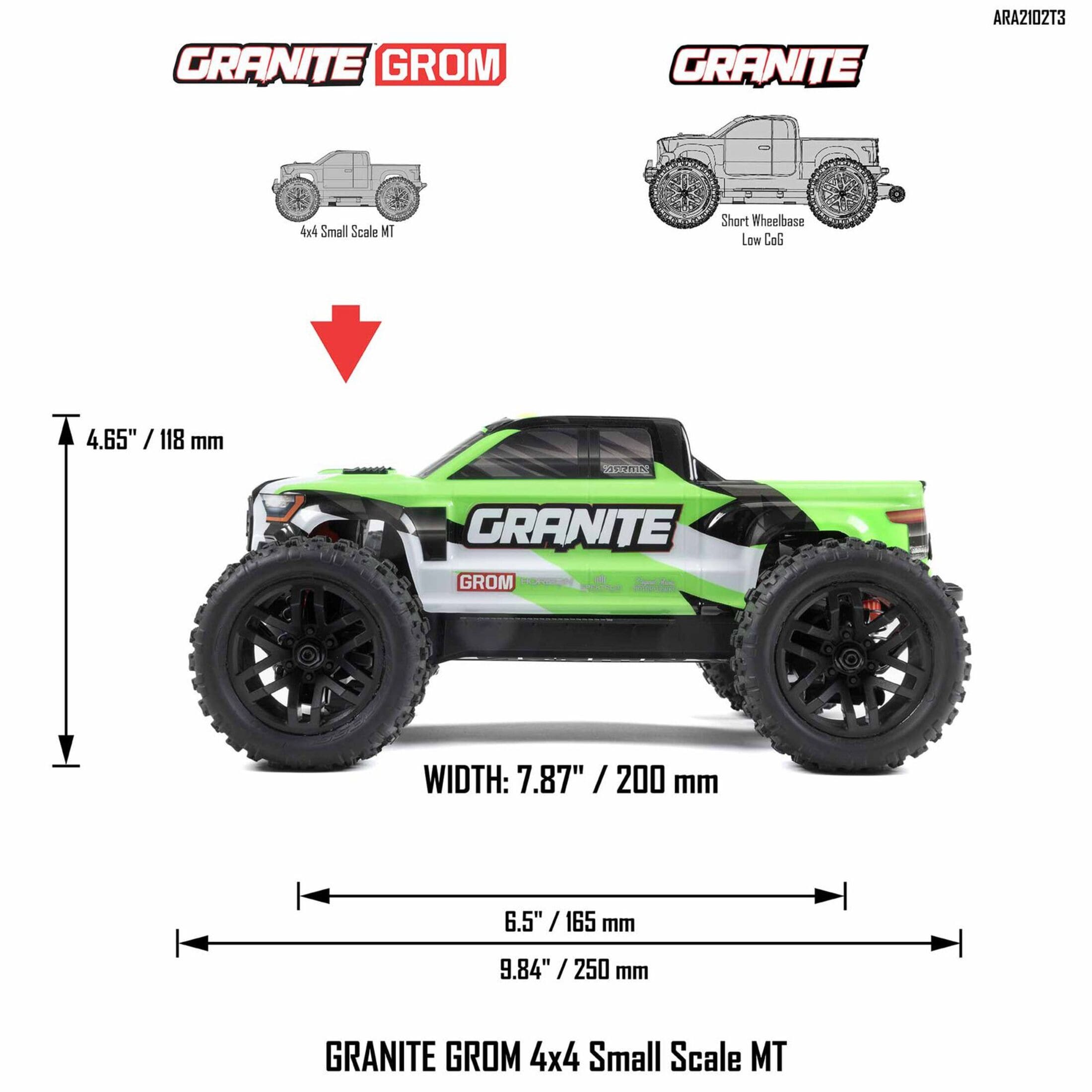 ARRMA RC Buggy Granite Grom Mega Gruen RTR arrma granite grom gruen