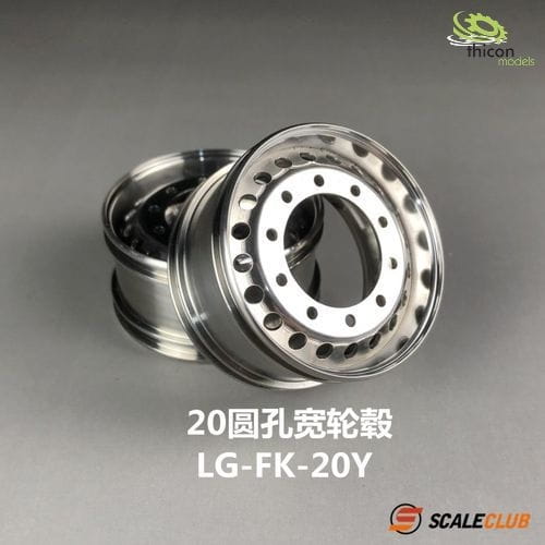 ScaleClub 1_14 Felgensatz vorne breit 20x Rund-Loch Edelstahl - RC-Zubehoer