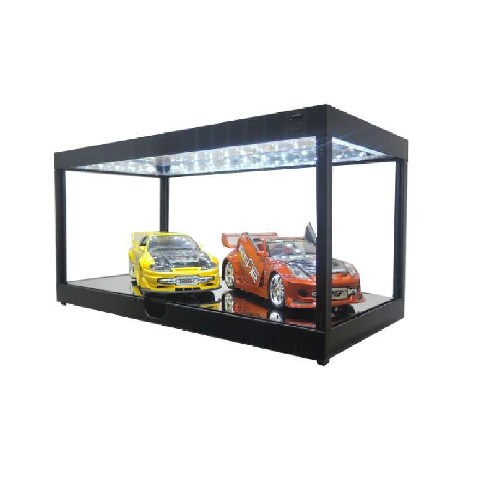 Triple9 Modellauto Vitrine schwarz LED beleuchtet 1_18-1_32 mit Spiegelboden_