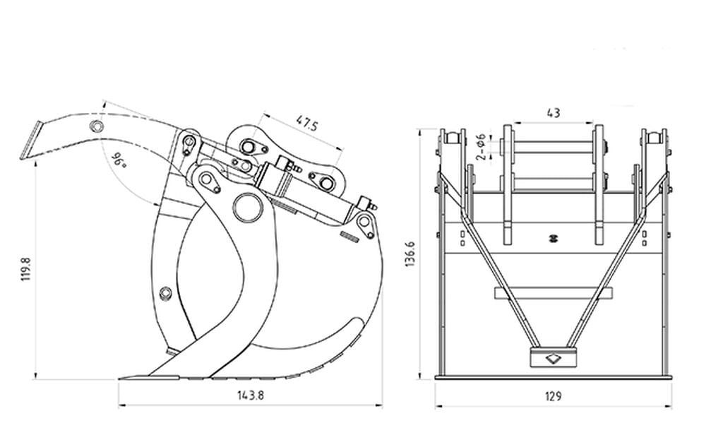 Lesu Greifschaufel hydraulisch fuer 74t-Bagger - RC-Zubehoer