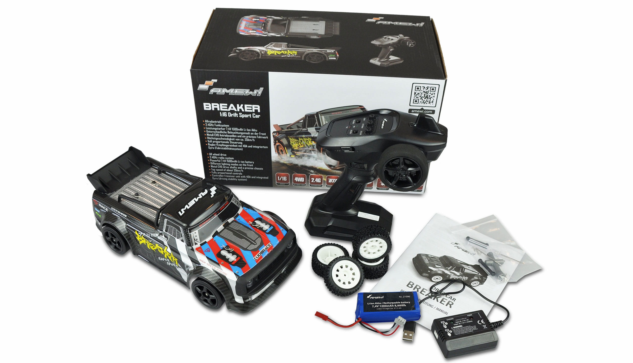 Amewi RC Drift Sports Car Breaker Pro 1:16 2,4GHz RTR