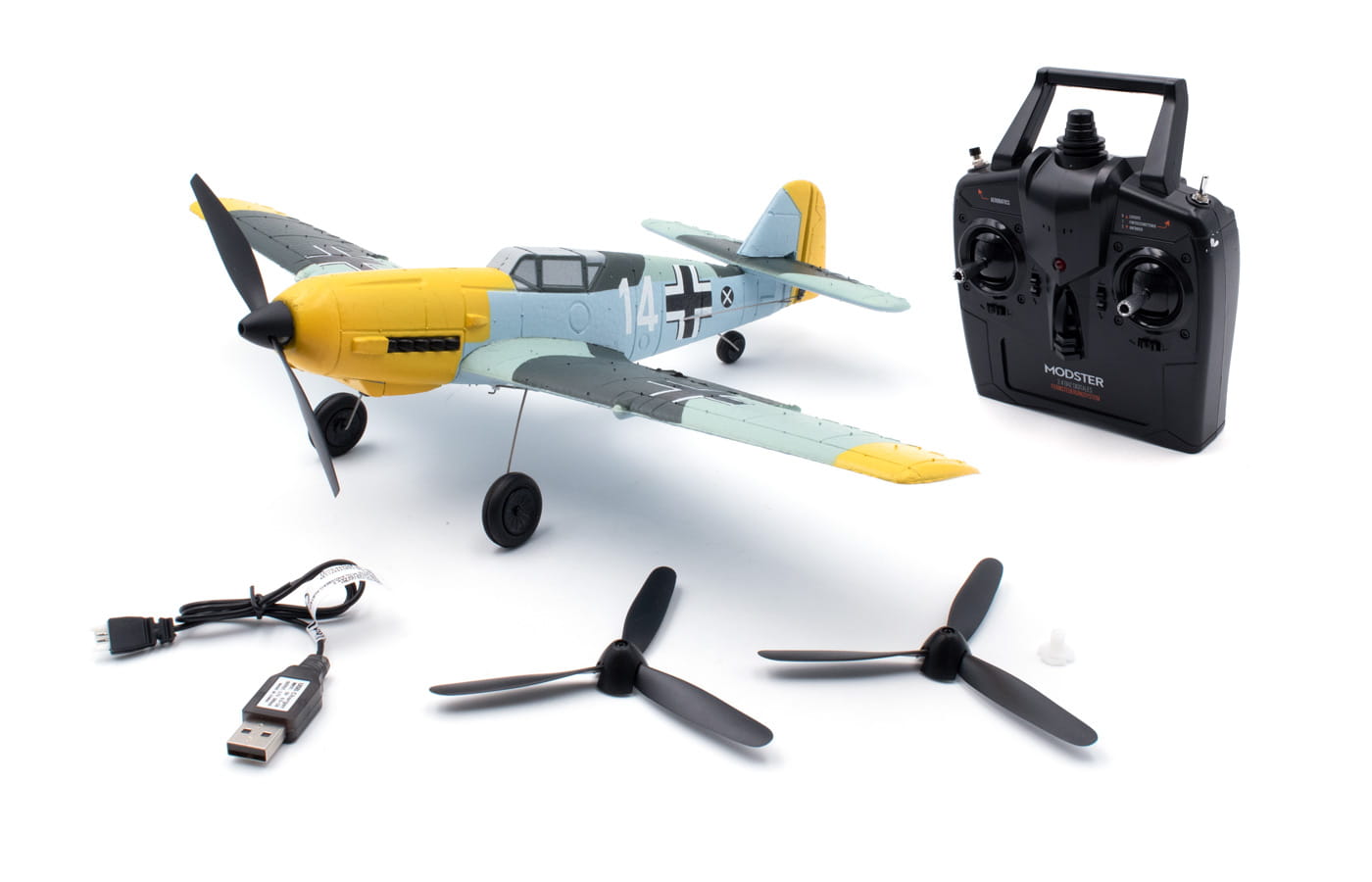 Modster mdx-bf-109-e-messerschmitt-rc-flugzeug-rtf-inkl-6-achs-flu