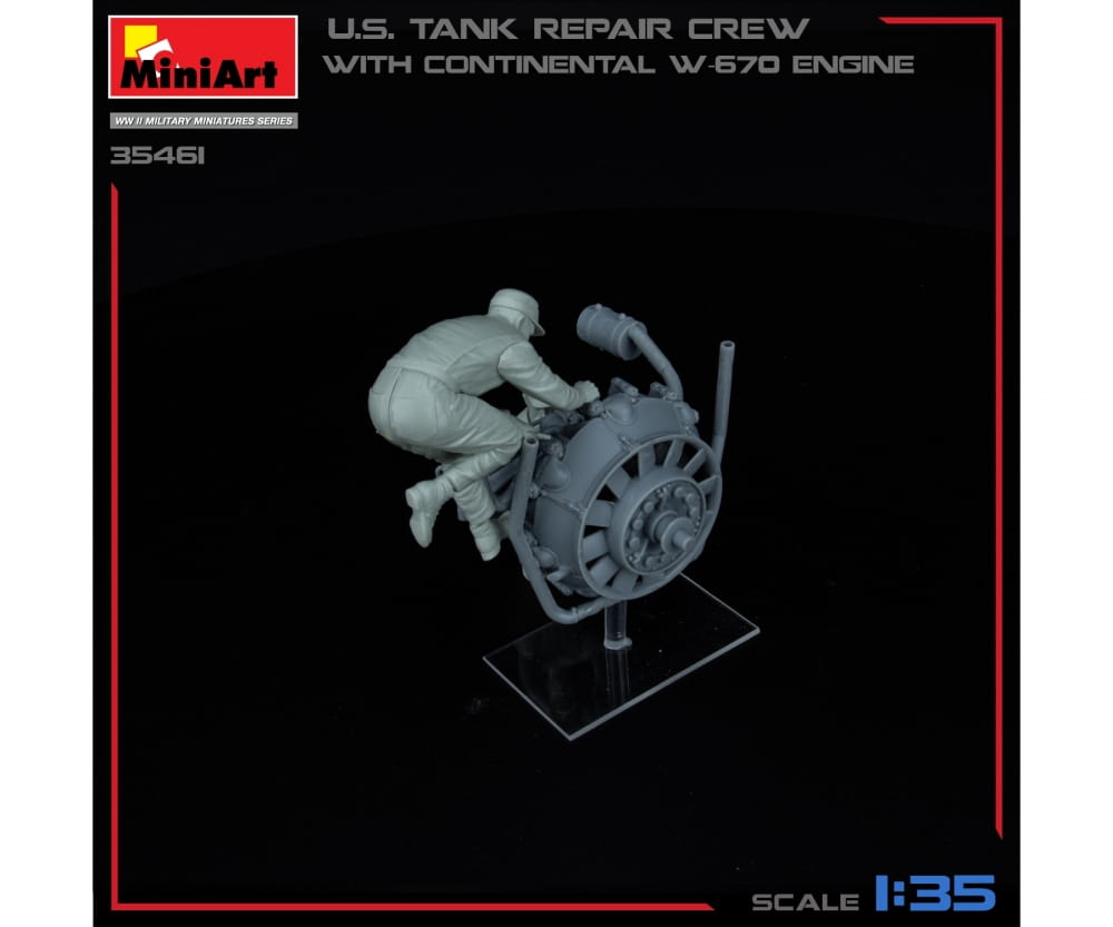MiniArt 1_35 US Panzer Rep_ Crew m. W670 Motor Plastik Modellbausatz - RC-Zubehoer