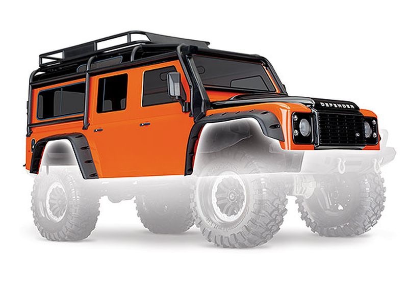 Traxxas Karosserie_ Land Rover Defender_ Adventure-Edition orange_schwarz - RC-Zubehoer