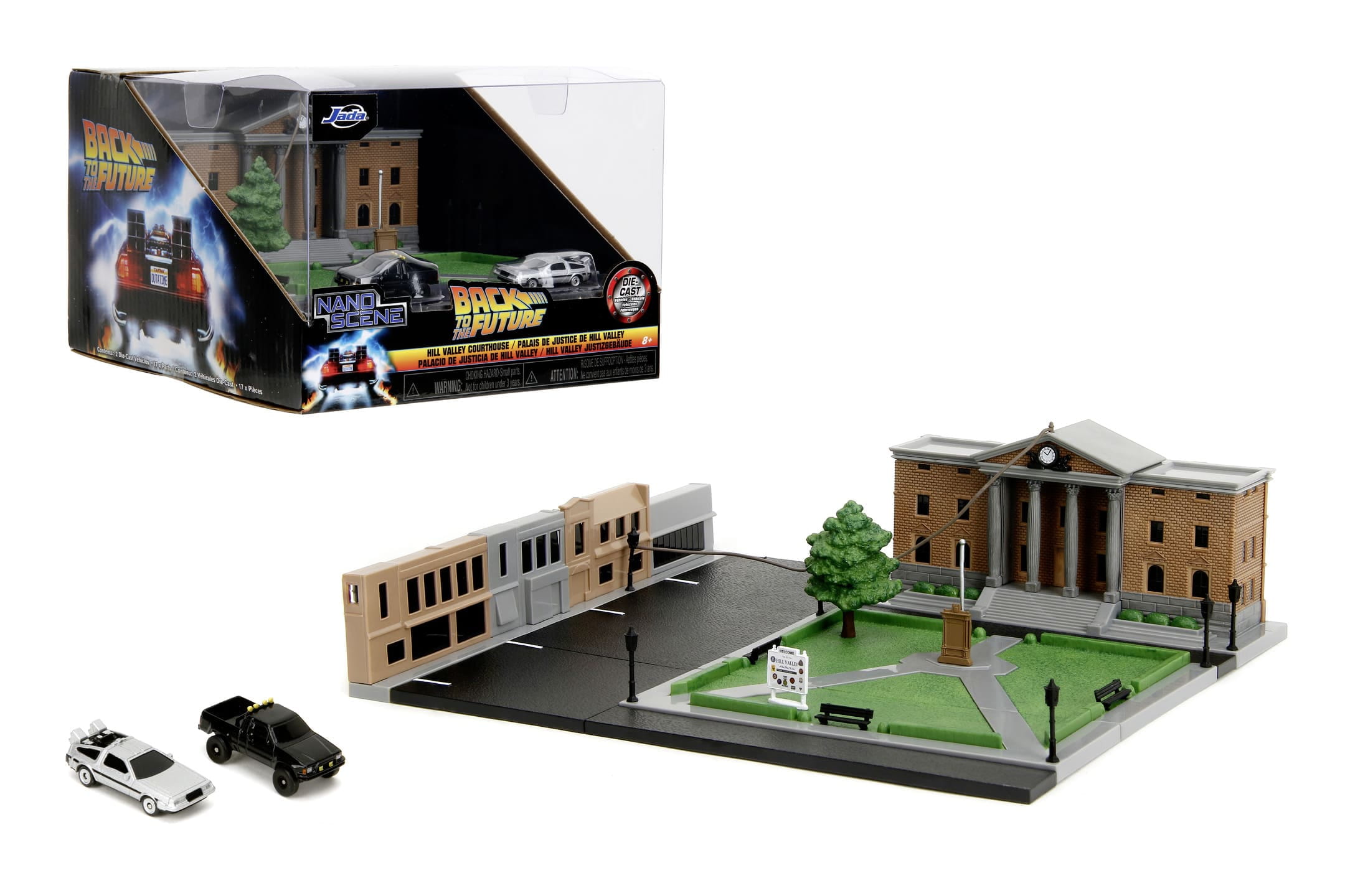 Jada Back to the Future Clock Tower NanoScene Nano Fahrzeuge aus Metalldruckguss Jada Back to the Future Clock Tower NanoScene mit zwei Nano-Fahrzeugen aus Metalldruckguss