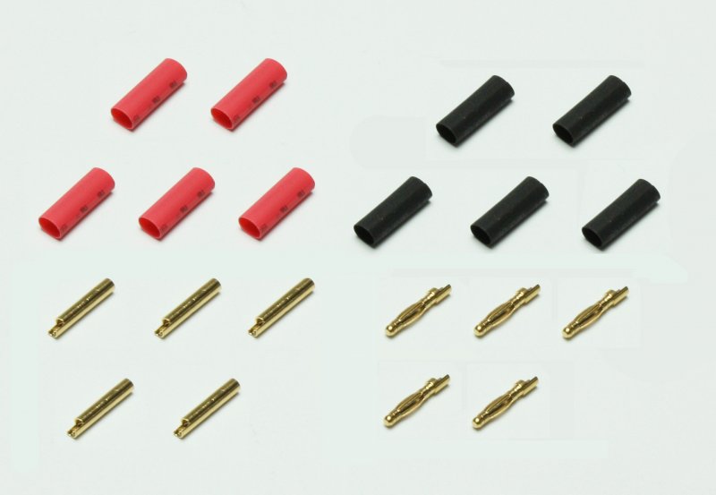 Extron Goldstecker 2.0mm mit Schrumpfschlauch _VE=5 Paar_ - RC-Zubehoer