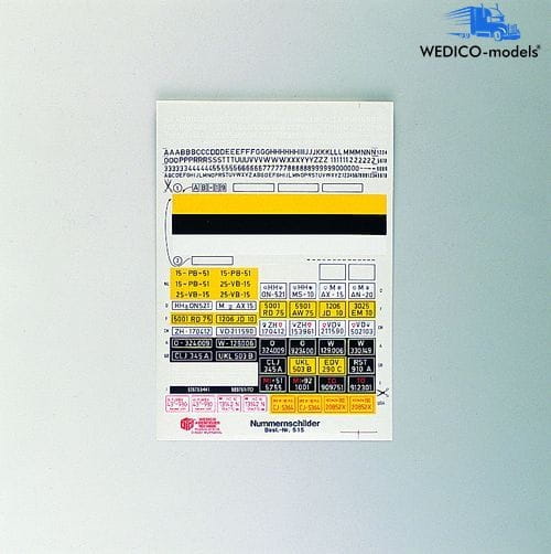 Wedico Dekor Zugmaschine Auflieger Anhaenger Nummernschilder - RC-Zubehoer