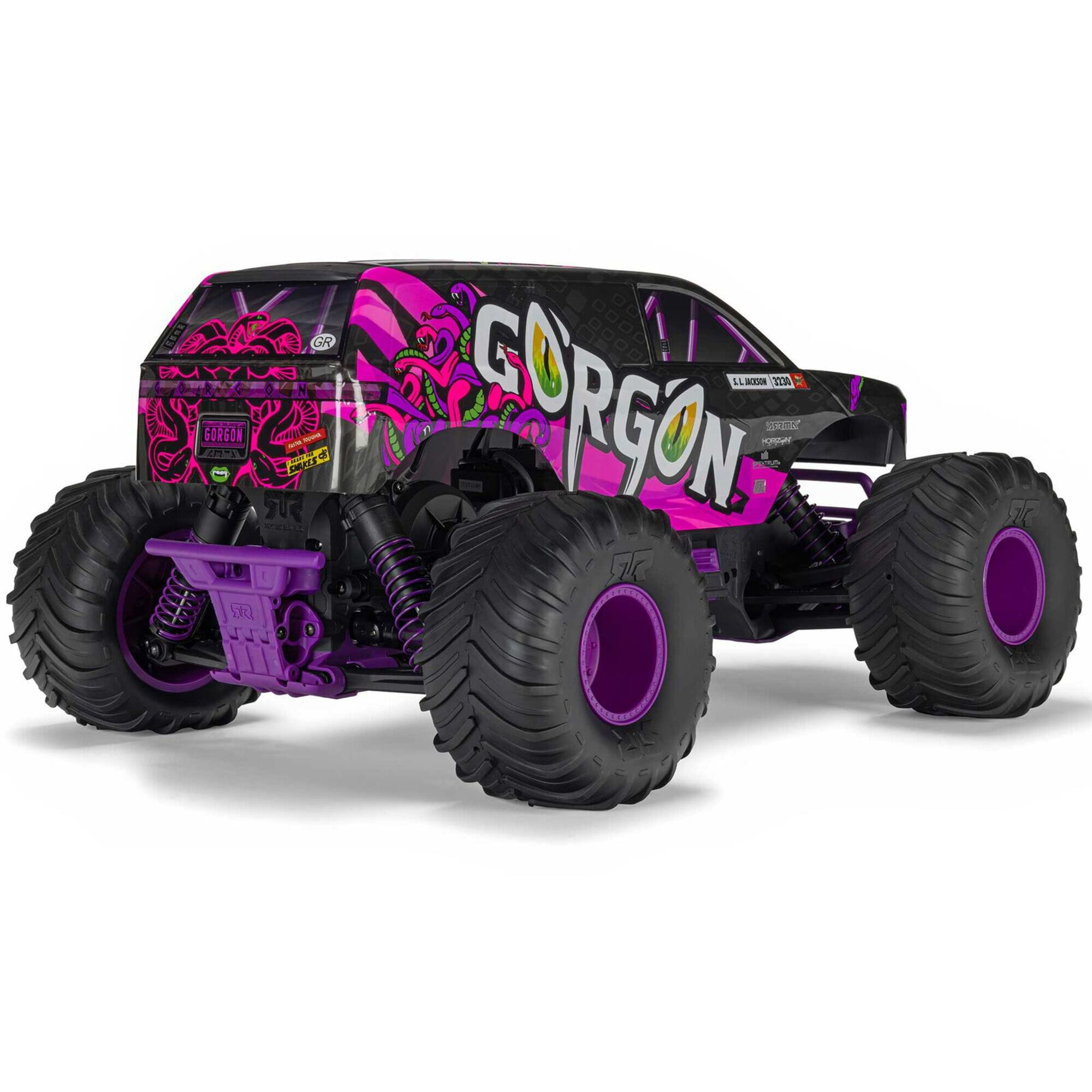 ARRMA GORGON MT 2WD RTR Monster Truck Purple_ RC Fahrzeug mit Akku und Ladegeraet