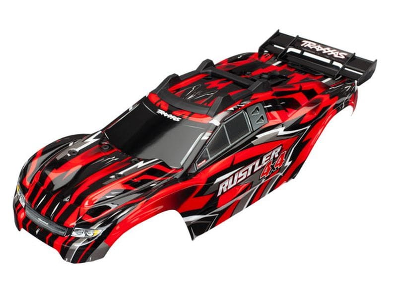 Traxxas Karosserie Rustler 4X4 rot _Decals mit Karosseriehalterung - RC-Zubehoer