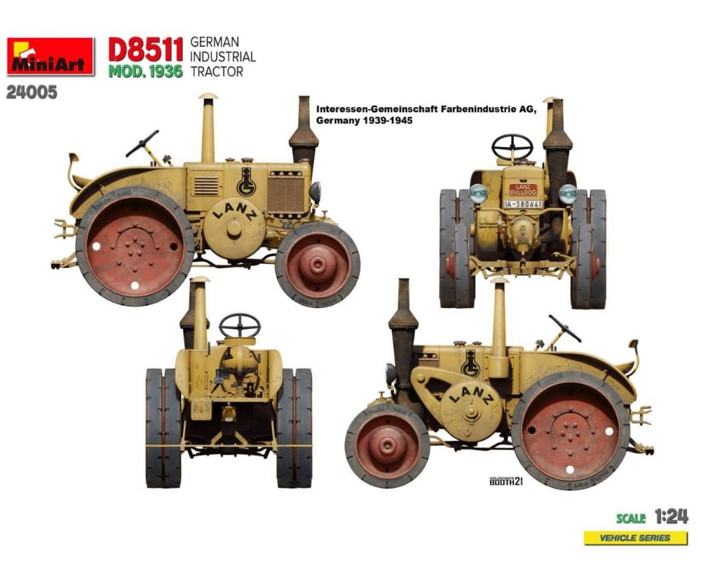 MiniArt 1:24 Deutsches Industrie Traktor D8 Plastik Modellbausatz