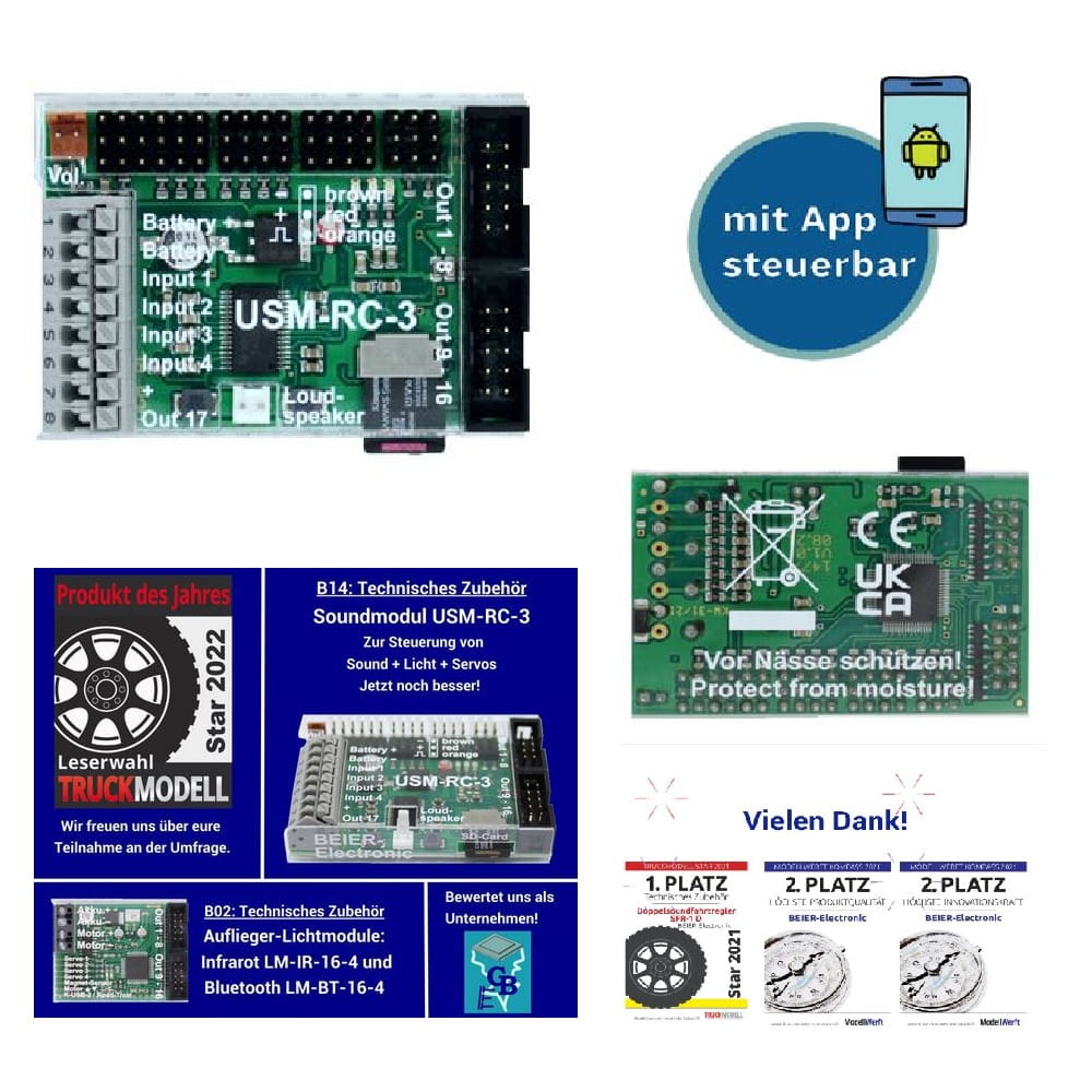 Beier USM-RC-3 mit DVD Soundmodul mit Beleuchtungsfunktion, APP steuerbar Beier USM-RC-3 mit DVD Soundmodul mit Beleuchtungsfunktion, APP steuerbar