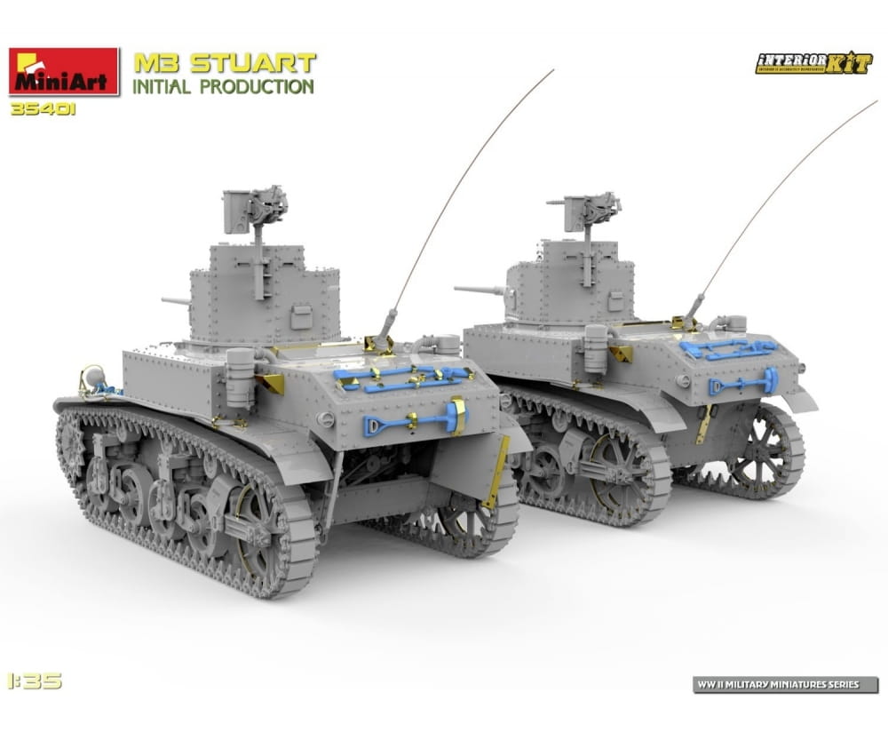 MiniArt 1_35 M3 Stuart erste Prod_ m. Interieur Plastik Modellbausatz - RC-Zubehoer