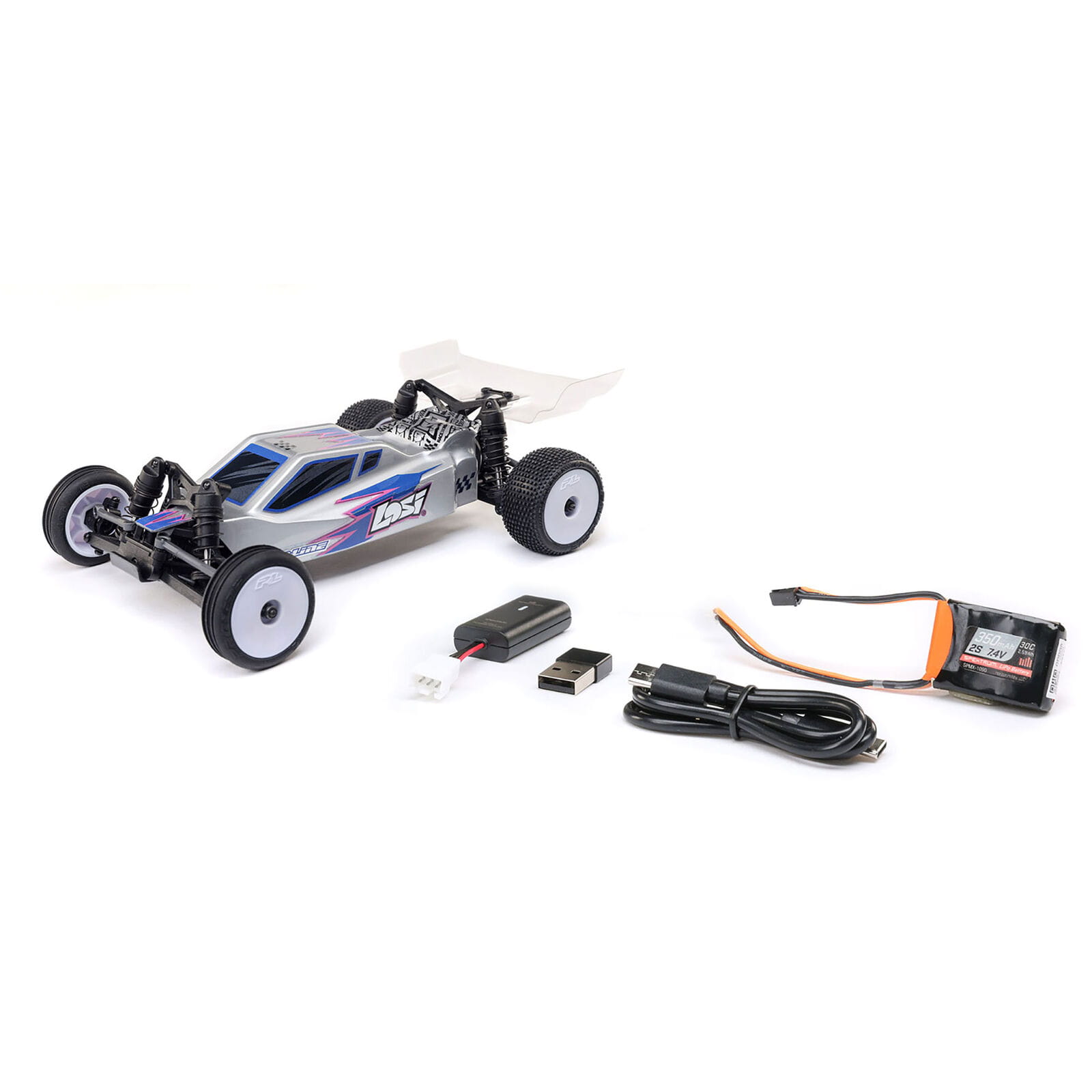 losi 124 micro b 2wd buggy rtr silber losi-124-micro-b-2wd-buggy-rtr-silber