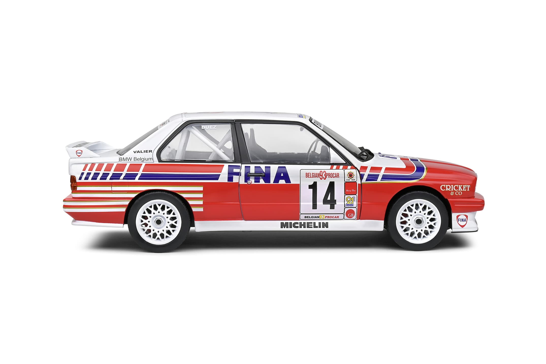 Solido 1_18 BMW E30 M3 #14 Belgium Procar 1993 Weiss Modellauto Detailgetreue Nachbildung