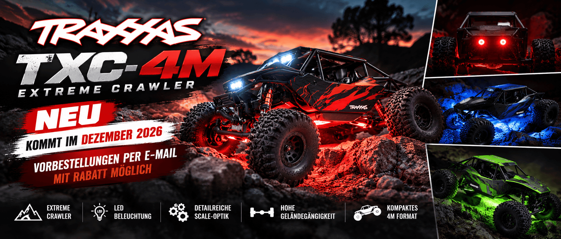 Traxxas TXC-4M Extreme Crawler RC Neuheit 2026 – Geländefahrzeug mit LED-Beleuchtung, ab Dezember erhältlich