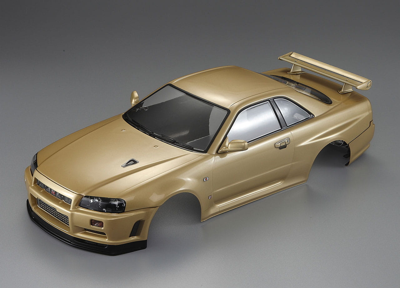 Killerbody Nissan Skyline R34 195mm Champagner Gold lackiert_ RTU all-i - RC-Zubehoer