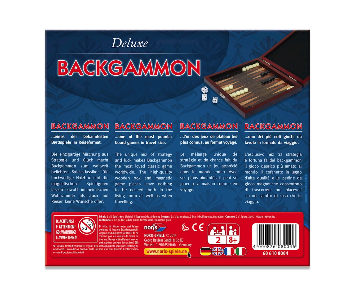 Noris Deluxe Reisespiel Backgammon Noris Deluxe Reisespiel Backgammon
