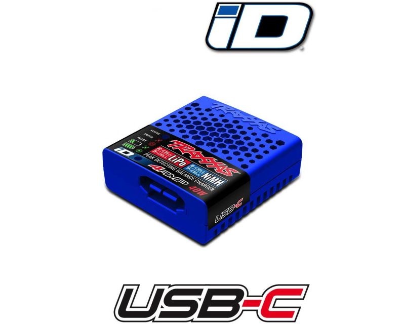 Traxxas 4-Amp USB-C Multi-Chemistry Ladegeraet mit iD®-Technologie fuer schnelle Ladezeiten