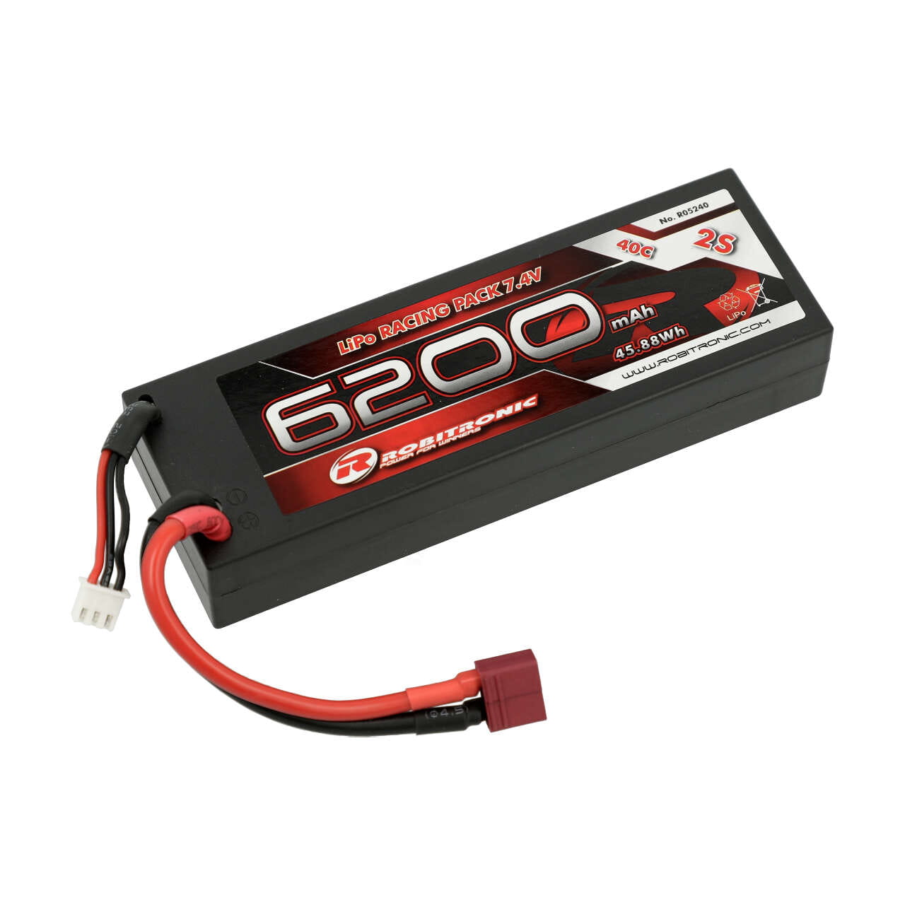 Robitronic Lipo Akku 7,4V 6200mAh 2S 40C T Stecker