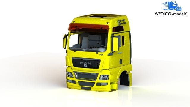 Wedico MAN TGX XXL-V8 Fahrerhaus_ gelb - RC-Zubehoer