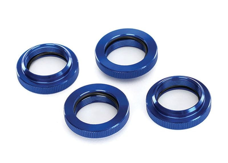 Traxxas Federhalter (Einsteller), blau-eloxiert Alu, GTX Dämpfer (4)