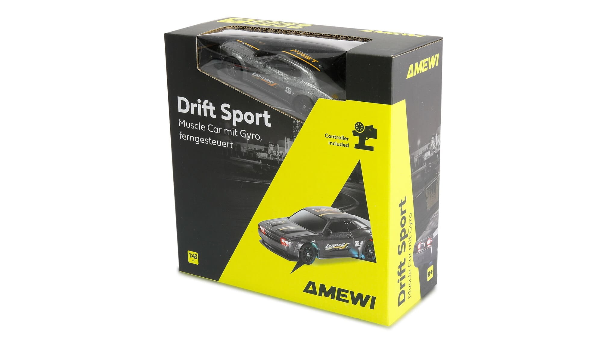 Amewi Drift Sport Muscle Car 1_43 RTR in Grau mit Gyro und LED