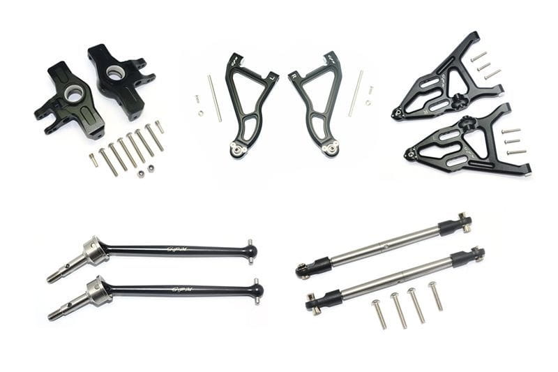 GPM Alu Aufhaengung komplett Set vorn schwarz fuer Traxxas UDR - RC-Zubehoer
