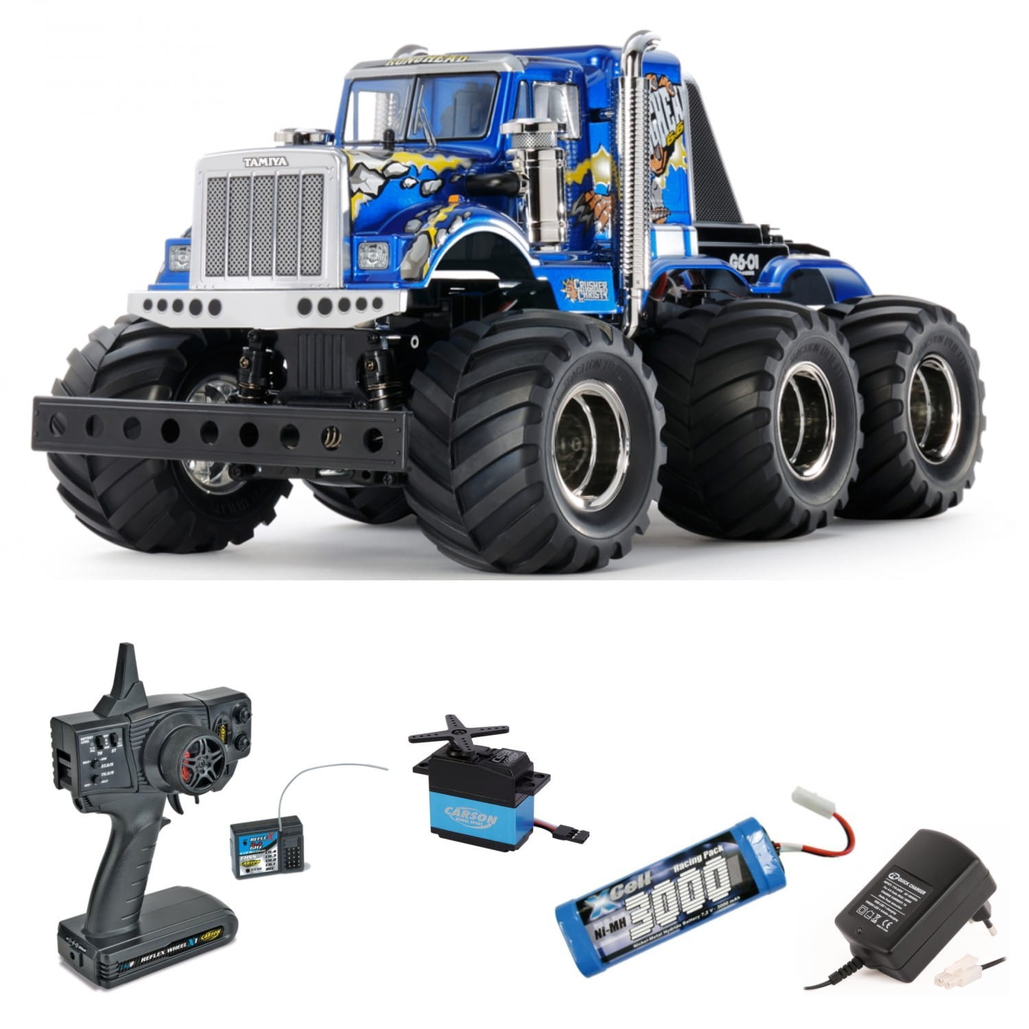 Tamiya RC Konghead 6x6 G6-01 Monstertruck 1:18 2,4Ghz Komplett Set