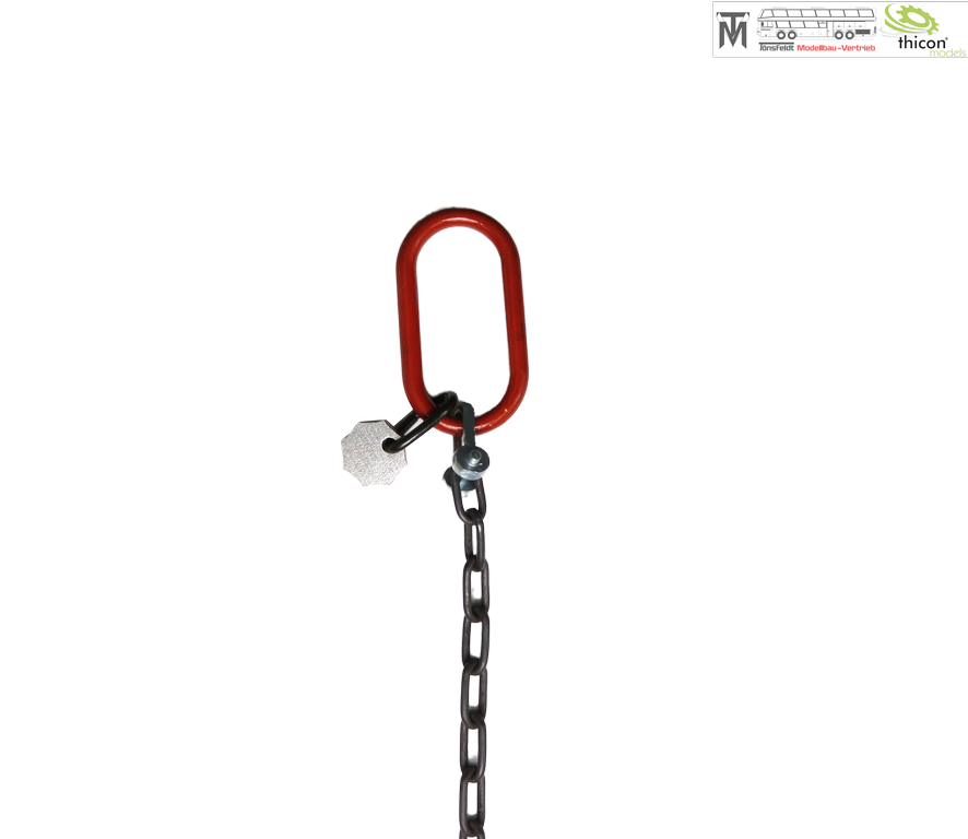 Thicon 1:14 Anschlagkette 10cm mit 1x Haken rot und Plakette