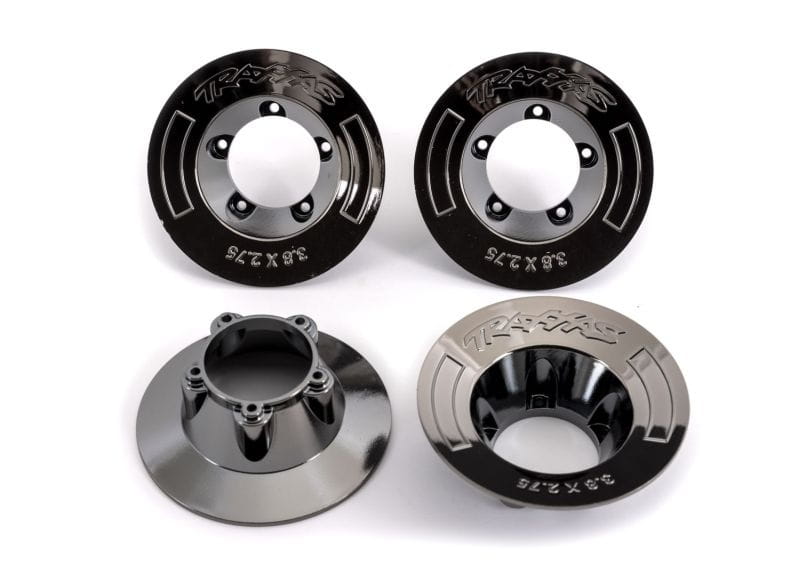 Traxxas Felgen-Abdeckung schwarz chrome _4_  fuer 9572 Felgen - RC-Zubehoer