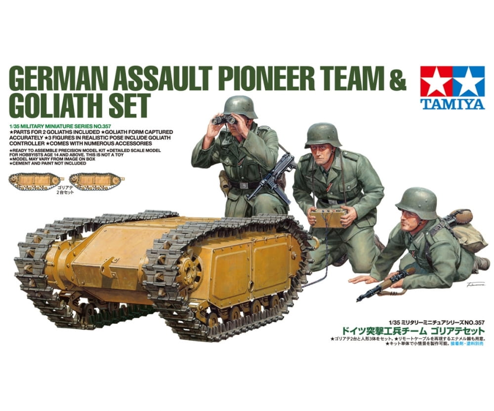 Tamiya Deutsche Figuren Pioniere & Goliath-Set (3+2) 1:35 Plastik Modellbau Militär Bausatz